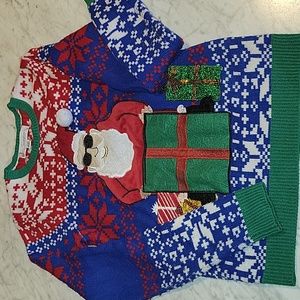 JOLLY SWEATERS - Santa's Secret Gift Size S Men's- 34-36 Ugly Christmas Sweater